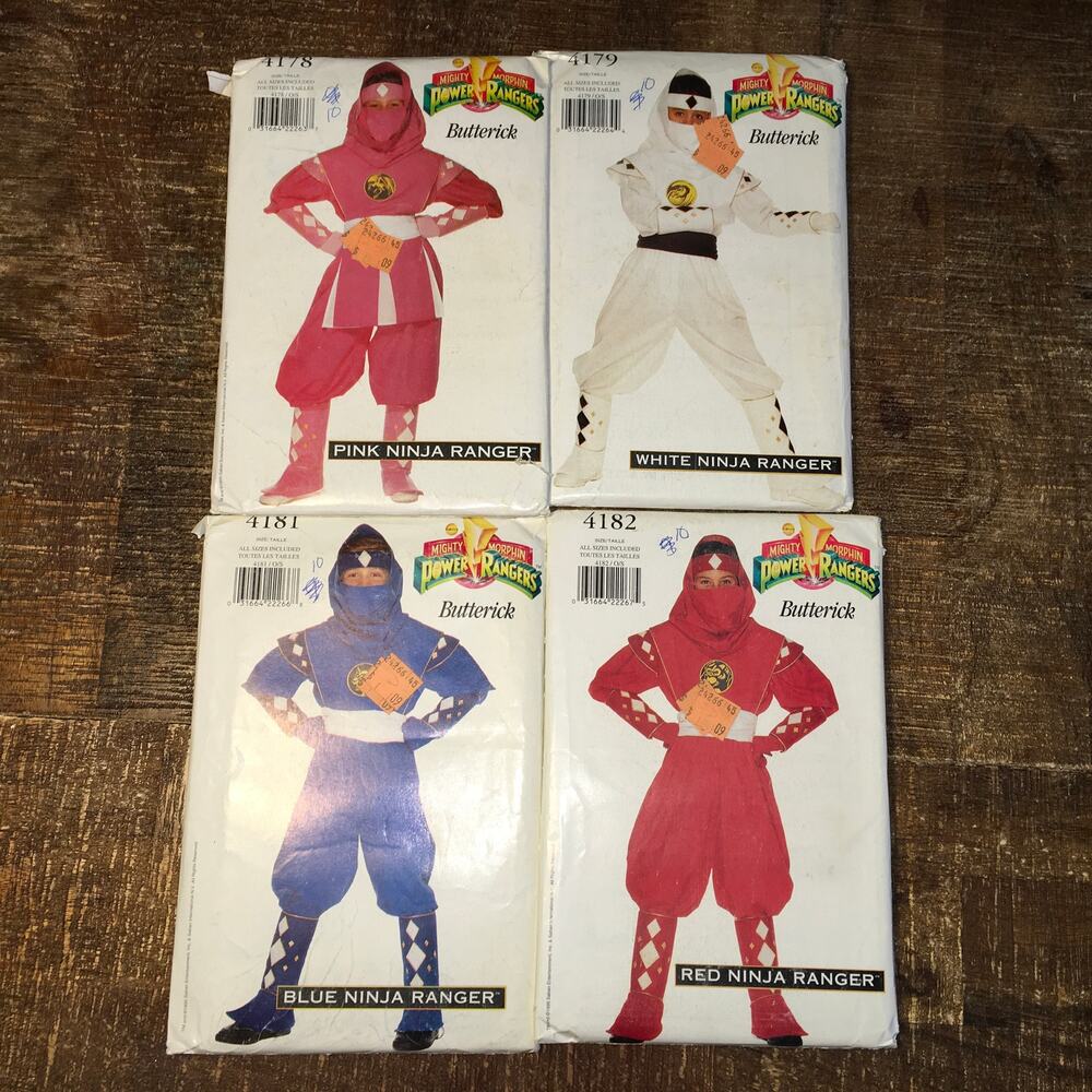 Butterick Sewing Patterns Vintage 90s Kids Costume Power Ranger Ninja XS-L UNCUT